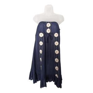 Karlie Navy Blue tube Top Strapless Summer Dress M NWT